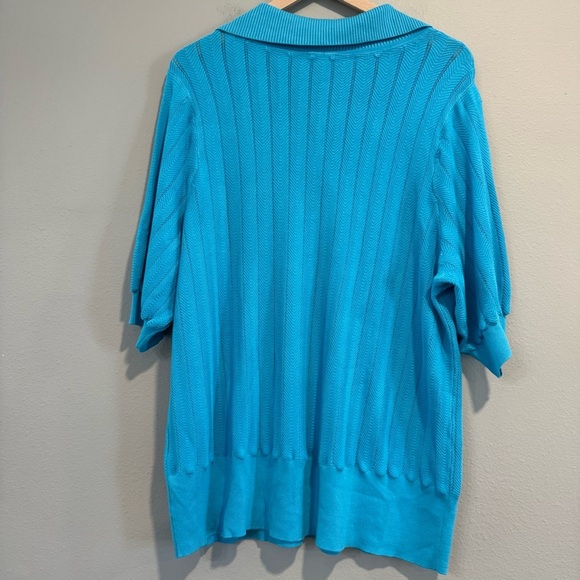 Talbots Pointelle-Knit Polo Sweater Beach Coastal 2X NWT - Picture 2 of 8